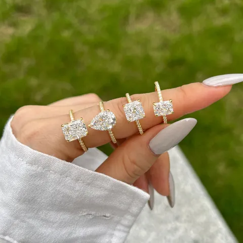 Bague en Argent Sterling 925 avec Zirconia pour Femme Taille Glace 8A Incrustée Mariage Proposition Luxe Plaqué Or
