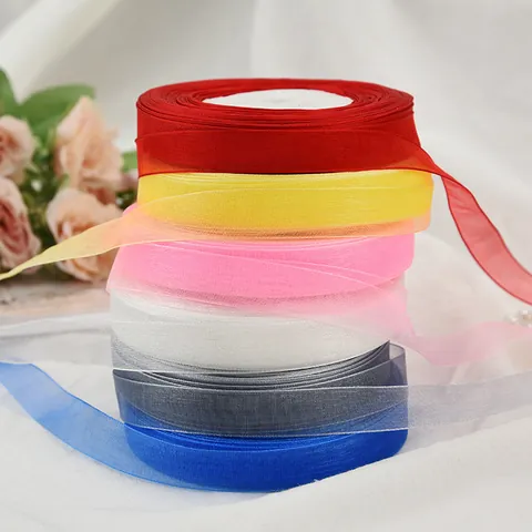 Chiffon Organza Transparent Ribbon For Gift Wrap Cake Baking Decor DIY Crafts INS Style Sheer Nylon Silk Satin Ribbon