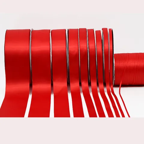 Red Polyester Satin Ribbon Double Sided Silk Webbing For Gift Wrapping DIY Craft Wedding Party Festival Decoration