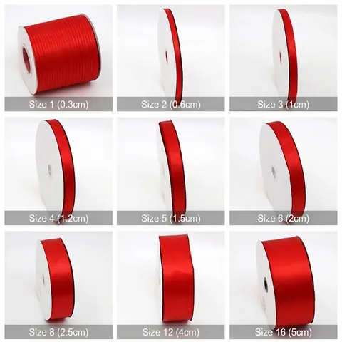 Red Polyester Satin Ribbon Double Sided Silk Webbing For Gift Wrapping DIY Craft Wedding Party Festival Decoration