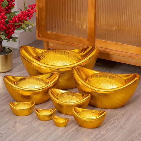 Decorazione Tradizionale Cinese Gold Sycee Plastica Lucky Yuanbao Ornamento Per Capodanno Centro Commerciale Bancone Casa