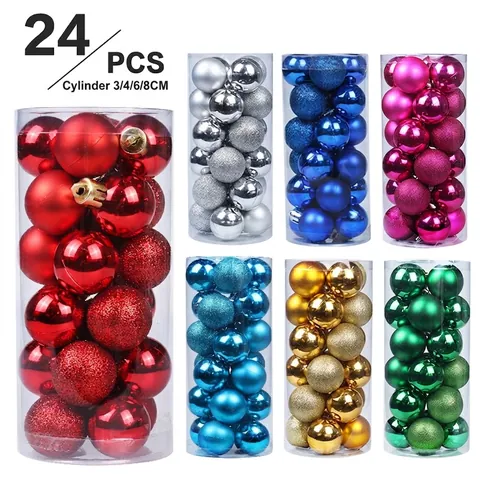 Shatterproof Plastic Christmas Ball Ornaments Hanging Decorations Tree Assorted Shiny Matte Glitter Holiday Decor