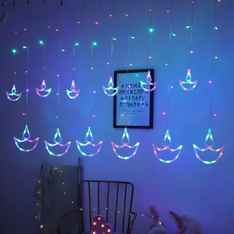 LED Star Moon Curtain Light Waterproof String Lamp For Bedroom Birthday Party Christmas Decor Romantic Hanging Window Light