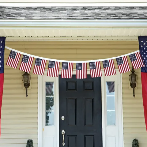 US Flag Bunting Banner Patriotic Stars And Stripes String Flags For Independence Day July 4th Outdoor Yard Home Party Decor