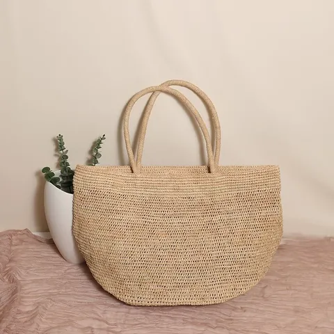 Große Kapazität Raffia Stroh Webstasche Für Damen Sommer Strandurlaub Schultertasche Casual Offene Handgefertigte Handtasche
