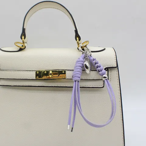 Koreanischer Stil Handgewebtes PU Leder Handyband Mit Silbernem Herzanhänger Minimalistisches Anti-Verlust Band Für Handytasche Becher Zubehör