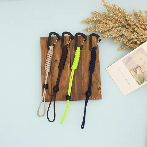 Tactical Paracord Keychain With Carabiner Outdoor Emergency Braided Lanyard For Camping Backpack Keys Durable Polyester Handmade Cord