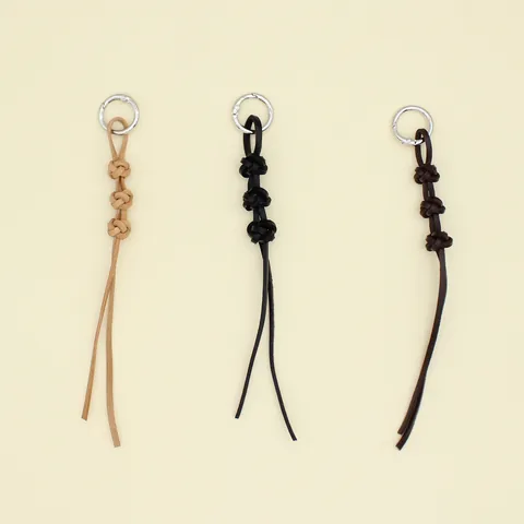 Hand Woven Genuine Leather Keychain Creative Cowhide Rope Bag Charm Vintage Knot Ornament For Women Men Gift