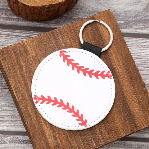 Sport Style Artificial Leather Ball Keychain Baseball Volleyball Softball Basketball Football Car Bag Pendant Accessories