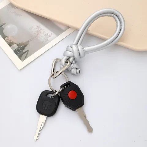Handmade Woven PU Leather Mobile Phone Lanyard Keychain Wrist Strap For Keys Bag Charm Minimalist Anti-Lost Rope Accessories