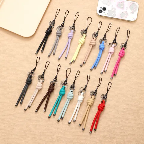 Minimalist Braided Artificial Leather Rope Keychain Pendant Ins Style Hand-Knotted Phone Bag Charms Niche Design For Women