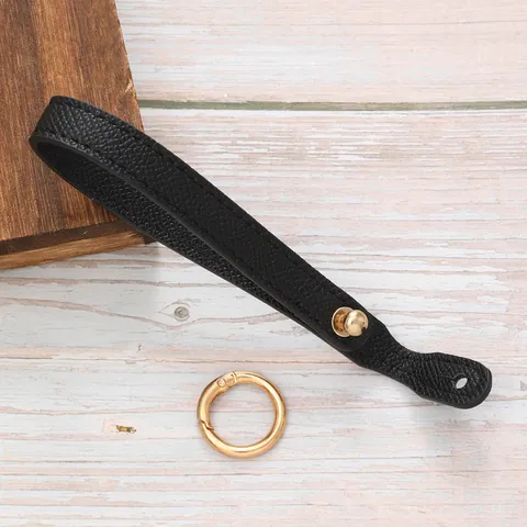 Fashion Solid Color Artificial Leather Keychain Wrist Strap Detachable Car Key Ring Hand Rope Bag Pendant Accessory For Men Women