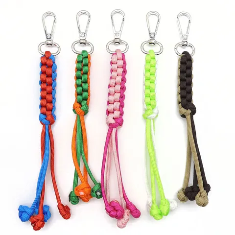 Handmade Woven Paracord Keychain Color Contrast Corn Knot Bag Charm Outdoor DIY Rope Key Ring For Women Bag Accessory