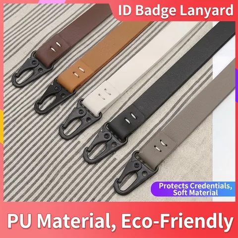 Minimalist PU Leather Lanyard Handcrafted Anti-Lost Neck Strap For Phone ID Card Holder Camera Keyring Office School Accessories