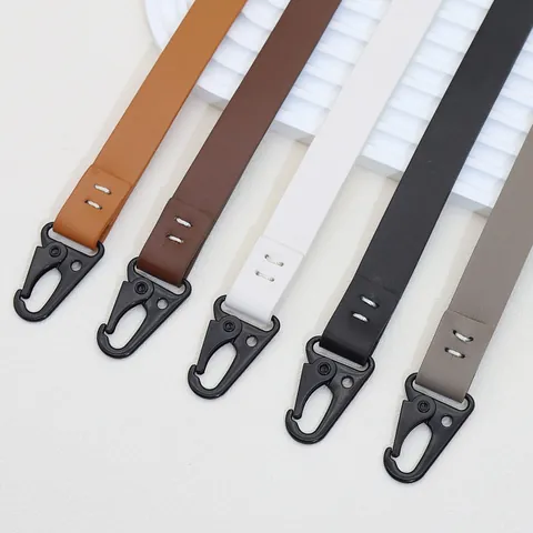 Minimalist PU Leather Lanyard Handcrafted Anti-Lost Neck Strap For Phone ID Card Holder Camera Keyring Office School Accessories
