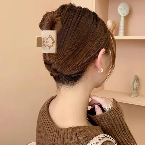 Western Stijl Twaalf Sterrenbeelden Haarklem Lasergegraveerd Microvezel Leer Haaienclip Persoonlijkheid Sterrenbeeld Haaraccessoire Vrouwen