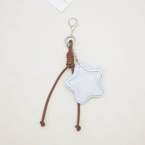 Ster Vorm PU Lederen Kaarthouder Tas Bedel Minimalistisch Gevlochten Touw Sleutelhanger Voor Dames Tas Decoratie Universeel Accessoire