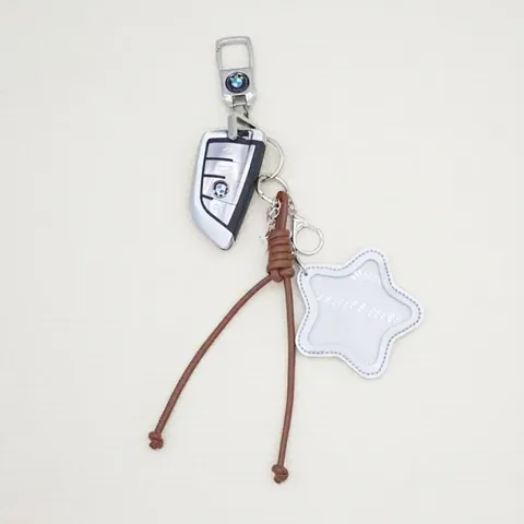 Ster Vorm PU Lederen Kaarthouder Tas Bedel Minimalistisch Gevlochten Touw Sleutelhanger Voor Dames Tas Decoratie Universeel Accessoire