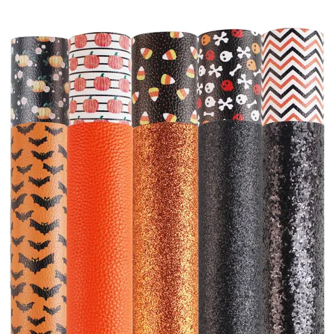 Halloween Weihnachten Biene Muster Kunstleder Stoff Vielfalt DIY Handwerk Litschi Glitzer Bedrucktes Kunstleder Zubehör