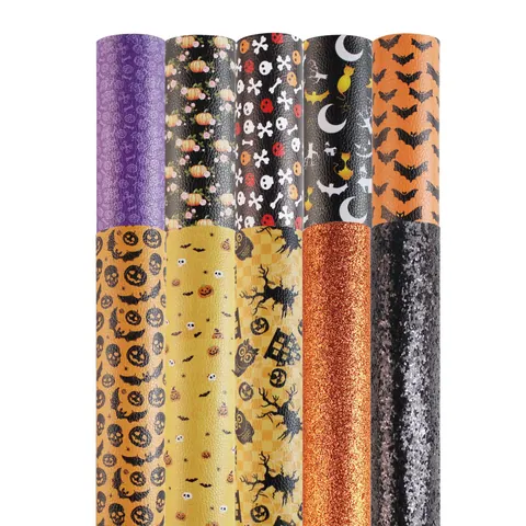 Halloween Weihnachten Biene Muster Kunstleder Stoff Vielfalt DIY Handwerk Litschi Glitzer Bedrucktes Kunstleder Zubehör
