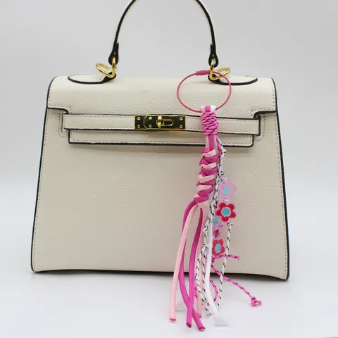 Handgefertigter Gewebter Polyester Seil Schlüsselanhänger Bunte Blume Taschenanhänger Für Damen Dopamin Stil Zubehör
