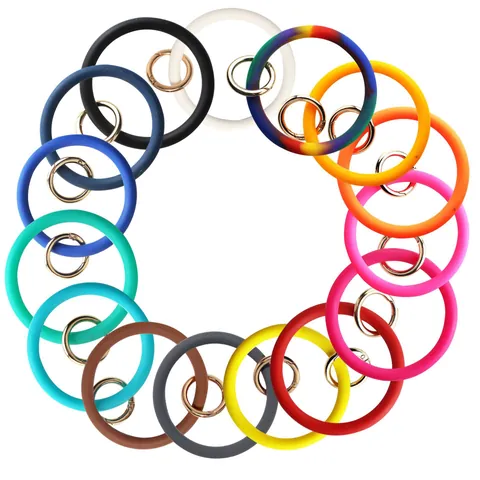 Siliconen Armband Sleutelhanger Telefoonriem Met Metalen O-ring DIY Accessoire Voor Smartphone Autosleutels Tas Hanger Cadeau Voor Vrouwen