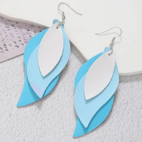 Bohemian Multi Layer PU Leather Leaf Dangle Earrings S-shaped Waterdrop Glitter Buffalo Plaid Leopard Print Earrings For Women Jewelry