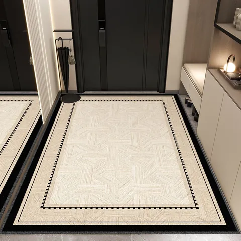 French Style Loop Pile Entrance Door Mat Non-Slip Washable Geometric Indoor Rug For Hallway Kitchen Modern Home Decor Floor Mat