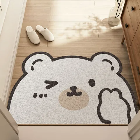 Tappetino d'Ingresso a Fumetti Animale in PVC Antiscivolo Simpatico Cane Gatto Orso Raschietto Tappeto Ingresso Personalizzabile