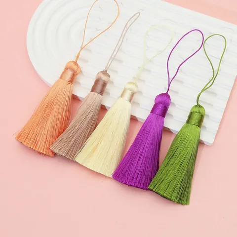 Handmade Polyester Tassel Pendant With Vintage Alloy Cap And Artificial Pearl Bead DIY Hanging Ornament For Bag Fan Decor