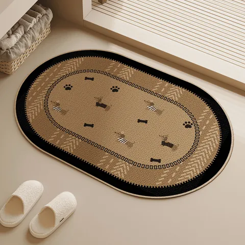Tappetino da Bagno Stampato Cartone Animato Bassotto Polipropilene Antiscivolo Assorbente Asciugatura Rapida Trama Intrecciata
