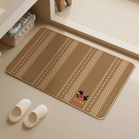 Tappetino da Bagno Stampato Cartone Animato Bassotto Polipropilene Antiscivolo Assorbente Asciugatura Rapida Trama Intrecciata