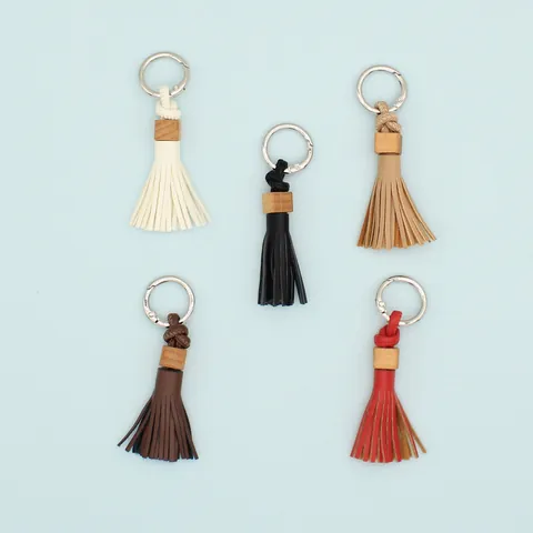 Handmade Woven PU Leather Spherical Tassel Keychain DIY Bag Charm Shoe Accessory Fashion Pendant Gift For Women