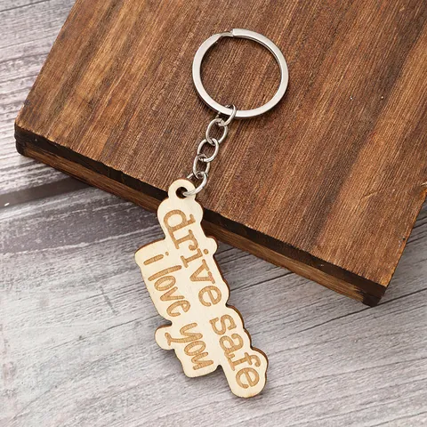 Portachiavi Creativo in Legno Ciondolo con Citazione di Lettere Incise al Laser Anello Portachiavi in Legno Naturale Regalo Per Mamma