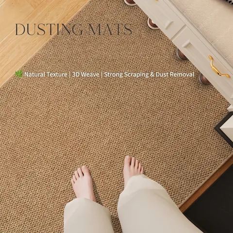 Sisal-Look Entrance Door Mat Polypropylene Machine Woven Dust Removal Anti-Slip Cuttable Minimalist Indoor Floor Mat Porch Rug