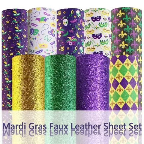 Feuilles de Similicuir à Thème Mardi Gras Accessoires de Cheveux DIY Masque de Carnaval Paillettes Tissu Synthétique PU