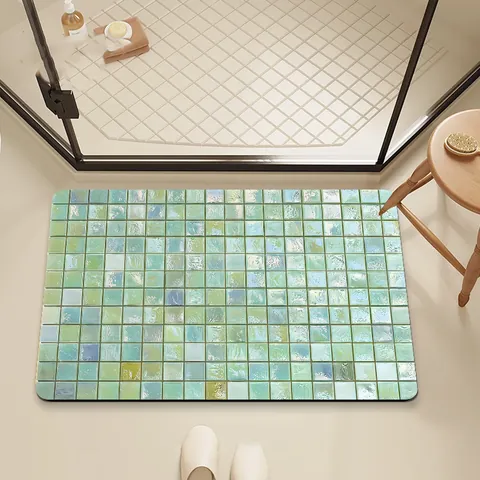 Colorful Mosaic Tile Bathroom Floor Mat Absorbent Diatom Ooze Non-Slip Quick Dry Bath Mat For Toilet Entrance Door Mat Home Decor