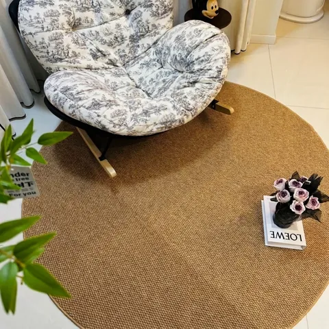 Minimalist Round Non-Slip Imitation Sisal Area Rug Polypropylene Machine Washable Floor Mat For Living Room Bedroom