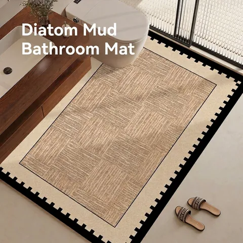 Alfombrilla de Baño de PVC con Estampado Geométrico Grande Secado Rápido Antideslizante Alfombra Minimalista Entrada Baño Absorbente