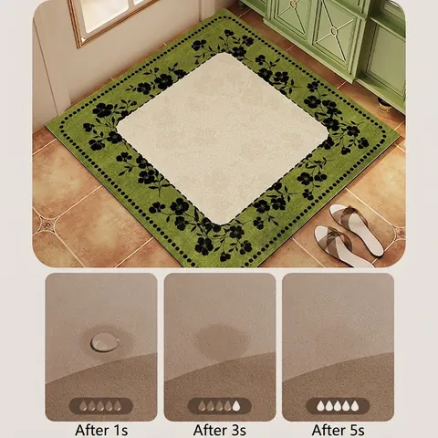 Square Absorbent Technical Cloth Floor Mat Non-Slip Quick Drying Diatom Mud Foot Mat For Bathroom Kitchen Entryway Home Decor
