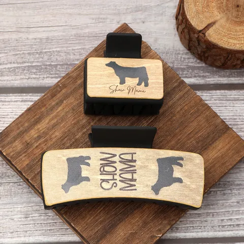 Western Style Hair Claw Clips Set Faux Leather Cow Pattern Shark Clips For Women Vintage Highland Cow Rooster Hair Accessories
