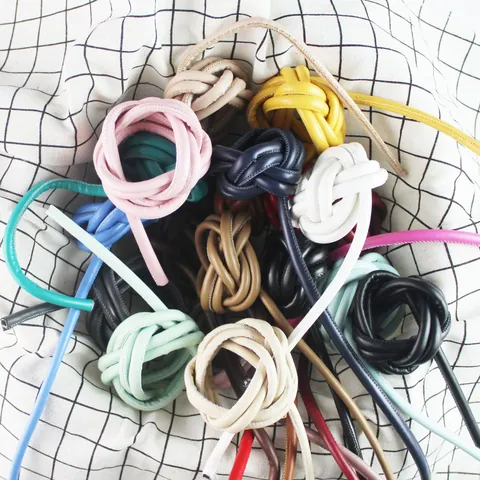 Durable Round Stitched PU Leather Cord For DIY Jewelry Making Phone Chain Bag Woven Rope Accessories Handmade Crafts Materials