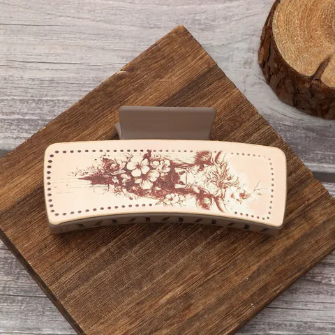 Pince à Cheveux en Cuir Motif Cowboy Style Western Vintage Cactus Tournesol Imprimé Cheval Grande Pince Requin Accessoires de Cheveux pour Femmes