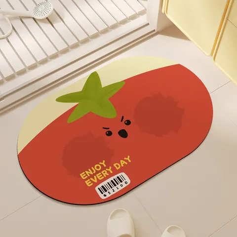 Schattige Vruchtenpatroon Absorberende Diatomeeënaarde Badmat Antislip Zachte Vloermat Voor Douche Toilet Wastafel Ingang