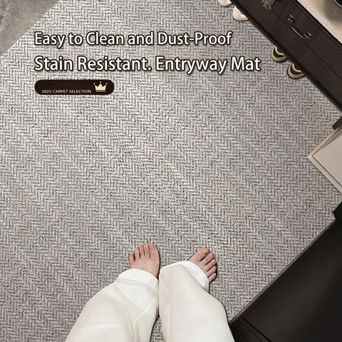 Minimalist PVC Entrance Mat Luxury Waterproof Oil-proof Floor Mat Wash-free Anti-slip Stain-resistant Cuttable Indoor Rug