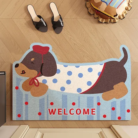 Ρετρό Κινούμενα Σχέδια Dachshund Χαλάκι Εισόδου PVC Αντιολισθητικό Χαλάκι Πόρτας για Εσωτερικό Χώρο Διάδρομο Κουζίνα Μπάνιο Χαλί Δαπέδου Εύκολο Καθάρισμα