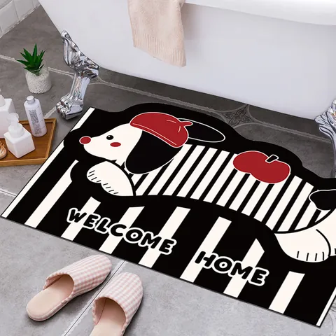 Tappetino da Bagno a Forma di Bassotto Antiscivolo Assorbente Tappeto Stampato in Velluto Tecnico per Ingresso Casa