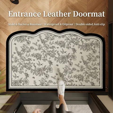 Tappetino per Pavimento in Pelle Impermeabile Stile Francese per Ingresso Antiscivolo Facile da Pulire in PVC