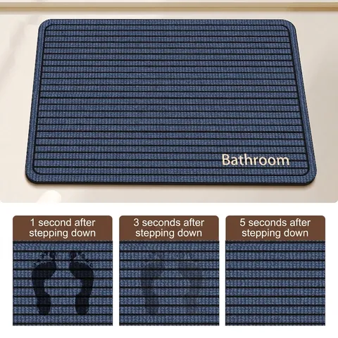 Diatomaceous Earth Absorbent Bathroom Mat Soft Non-Slip Quick Drying Floor Rug For Bathroom Shower Door stripes Pattern