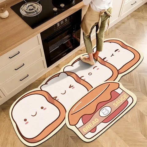 Cartoon Saugfähige PVC Leder Küchenmatte Rutschfest Ölbeständig Wasserdicht Bodenmatte Für Zuhause Esszimmer Küche Dekoration